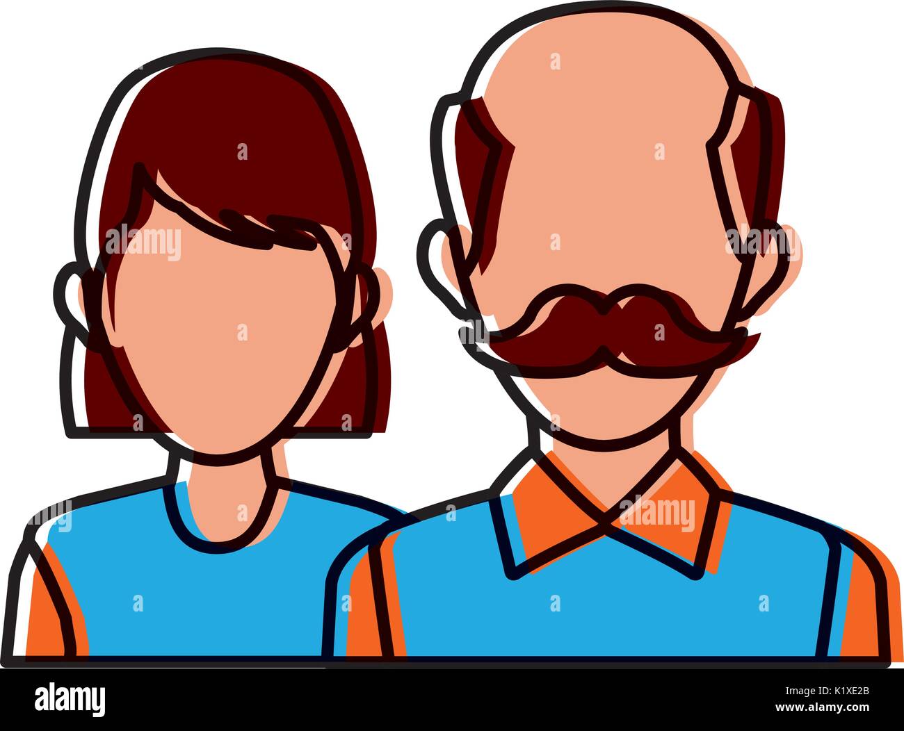 delivery man and woman portrait people worker Stock Vector