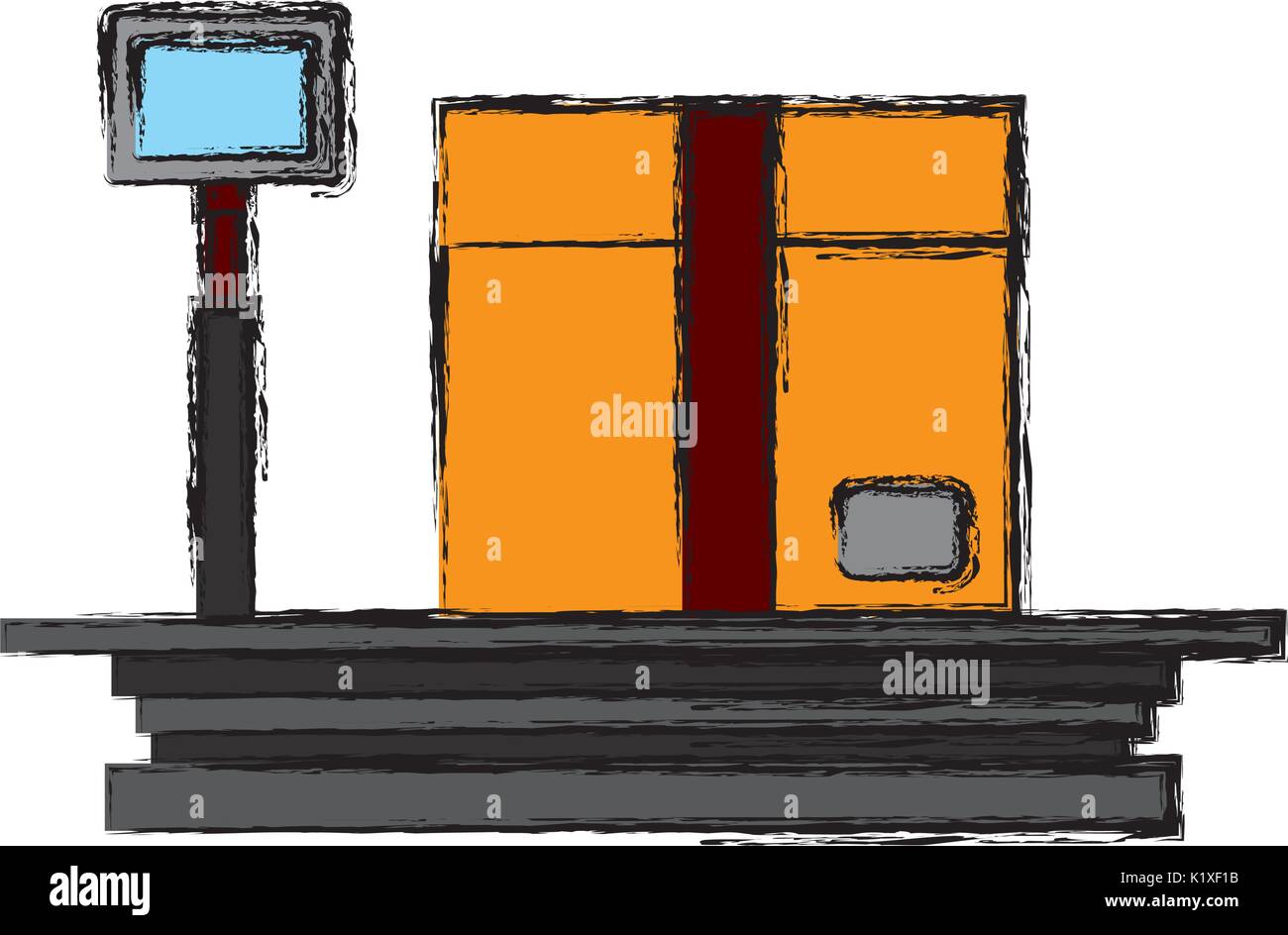 cardboard box on storage scale cargo icon Stock Vector