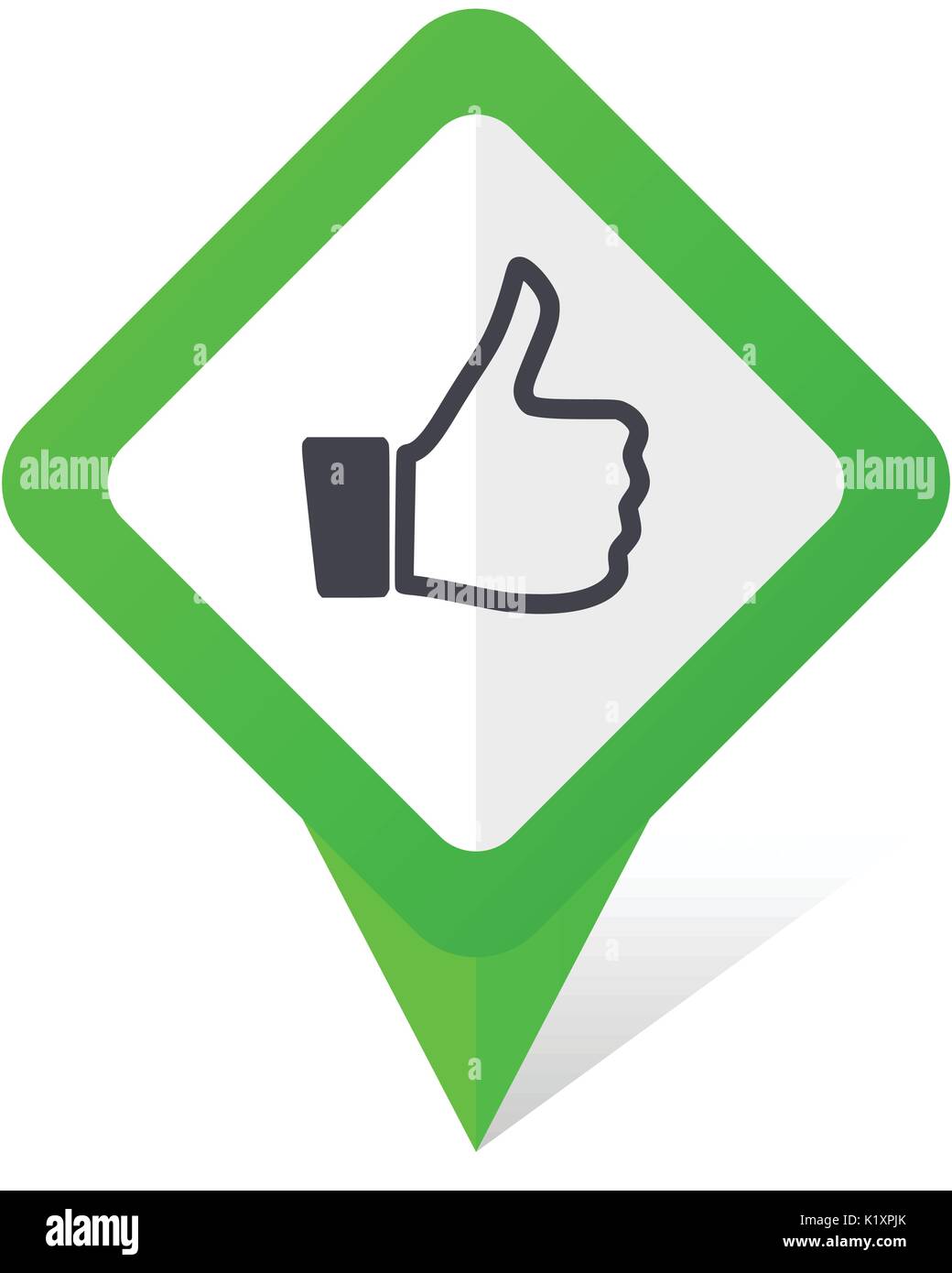 Like green square pointer vector icon in eps 10 on white background with shadow. Stock Vector