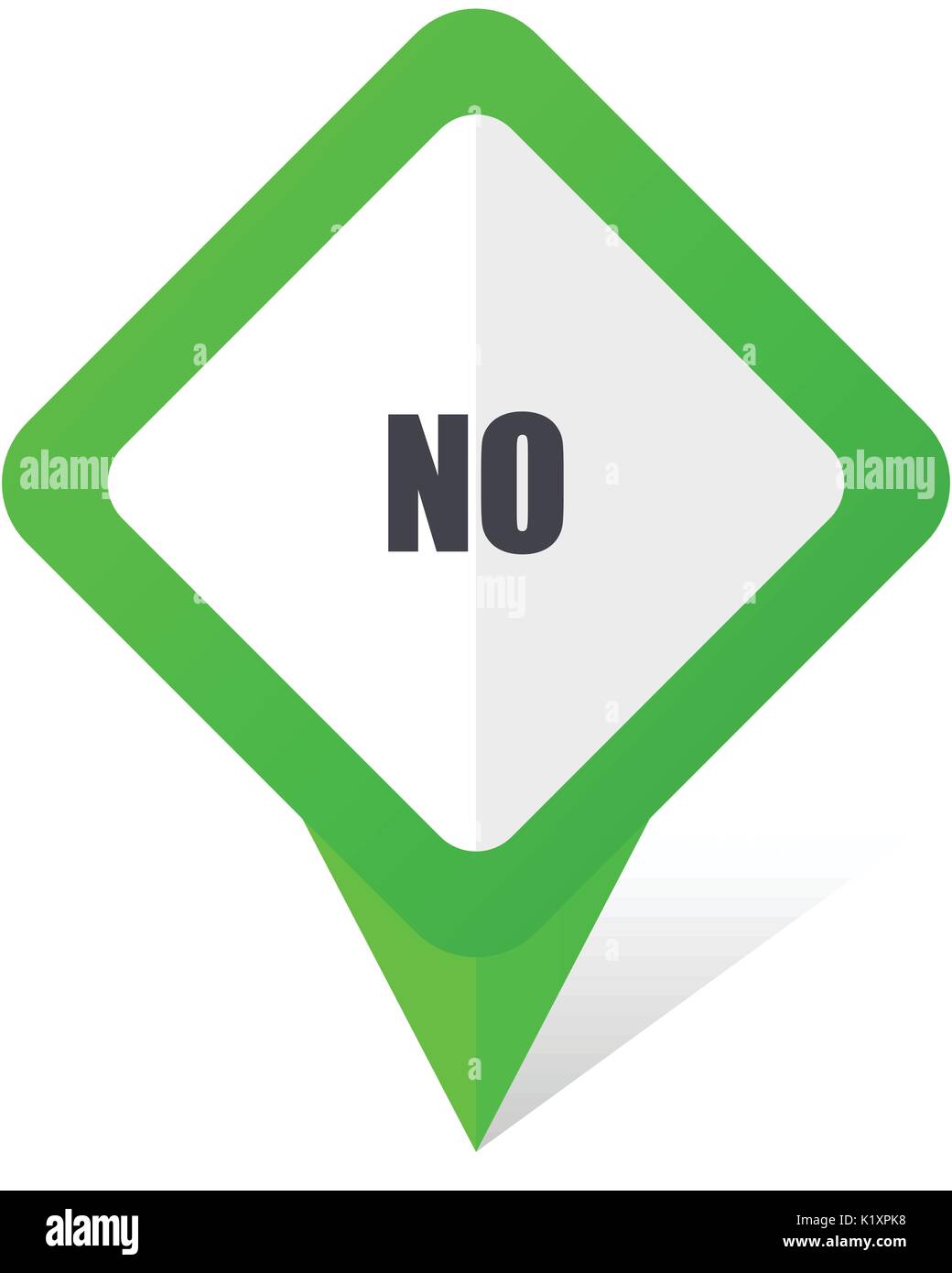 No green square pointer vector icon in eps 10 on white background with shadow. Stock Vector
