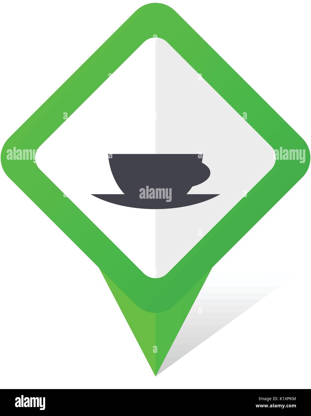Espresso green square pointer vector icon in eps 10 on white background with shadow. Stock Vector
