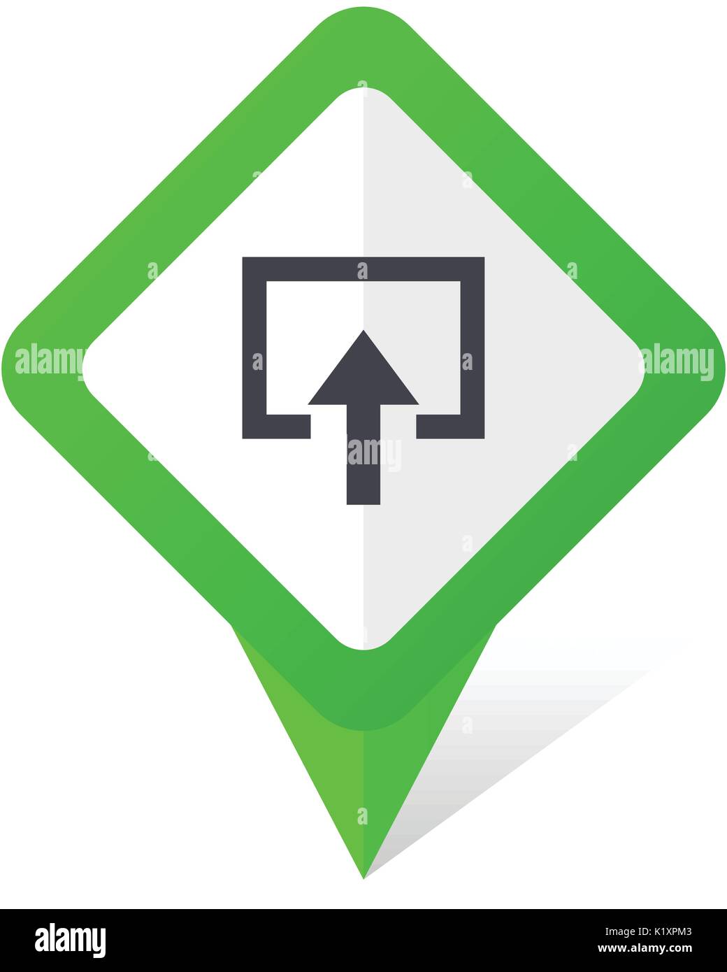 Enter green square pointer vector icon in eps 10 on white background with shadow. Stock Vector