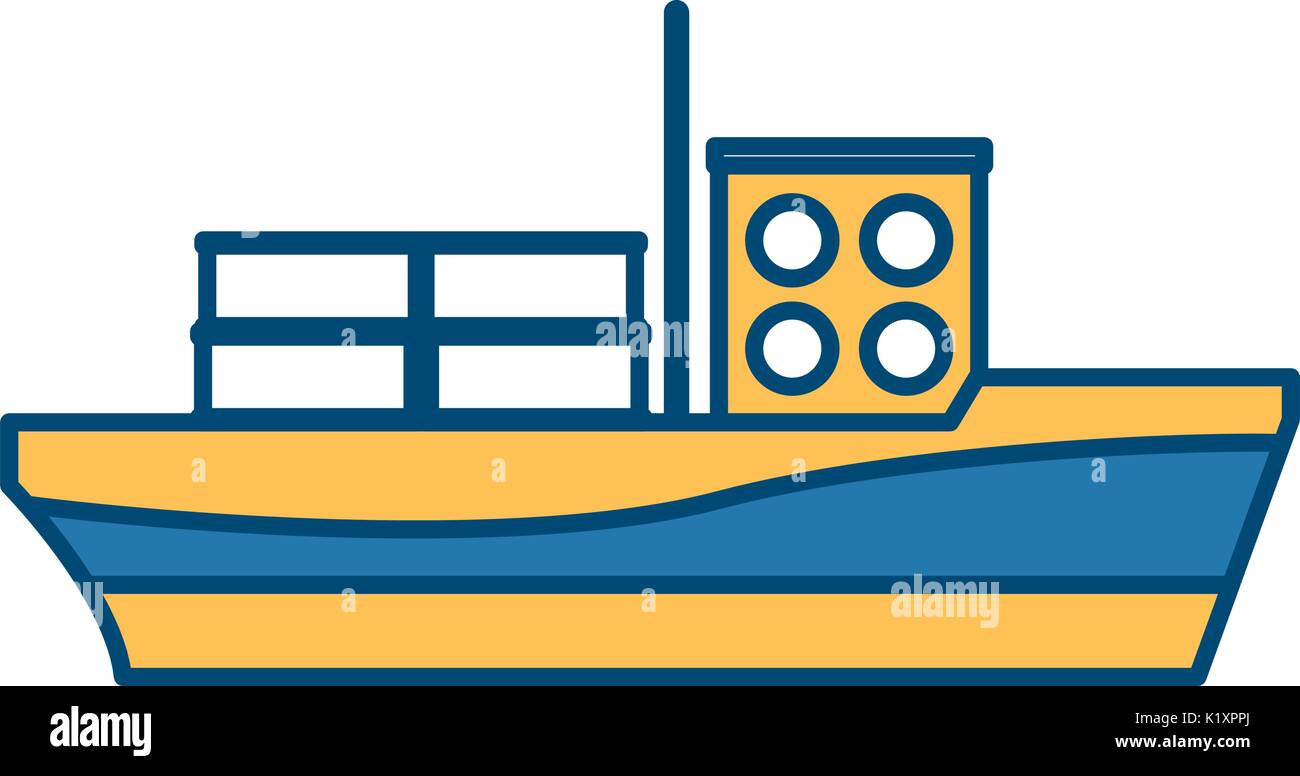 cargo ship carries steel containers for delivery Stock Vector