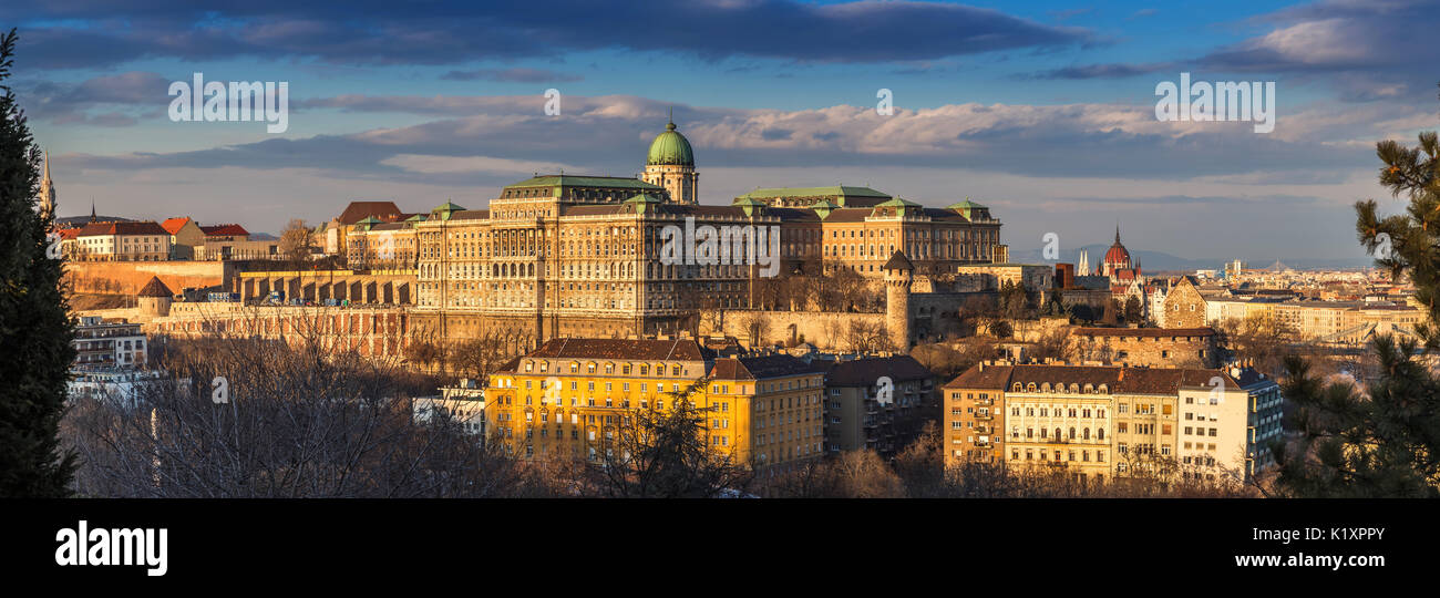 Budapest, Hungary - Panoramic skyline view of the beautiful Buda Castle ...