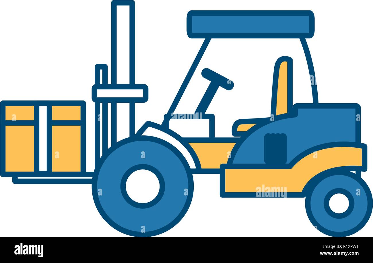 forklift loaded with cardboard boxes logistics and delivery Stock ...