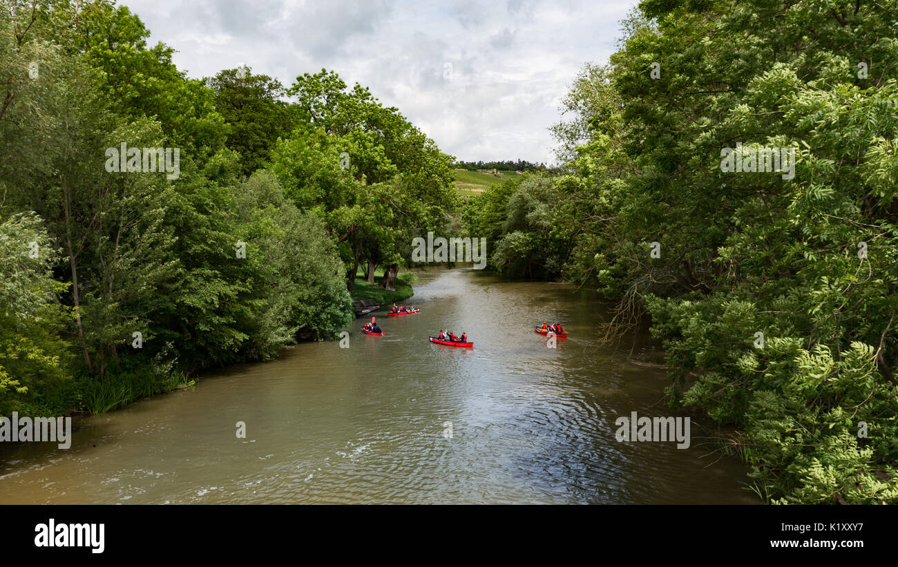 kayaking on river unstrut in central germany Stock Photo