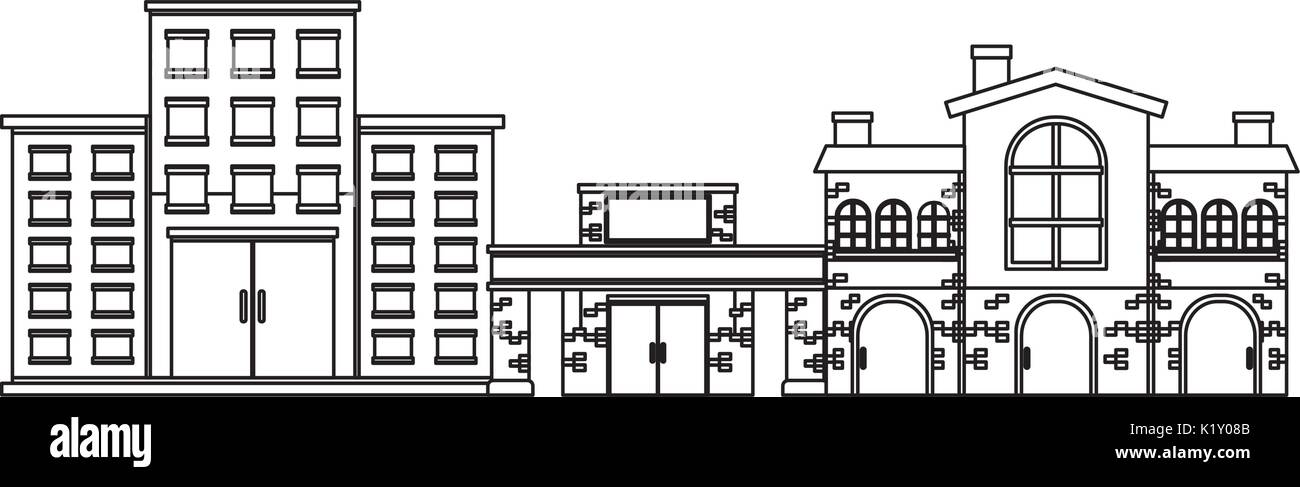 street with buildings icon over white background vector illustration ...