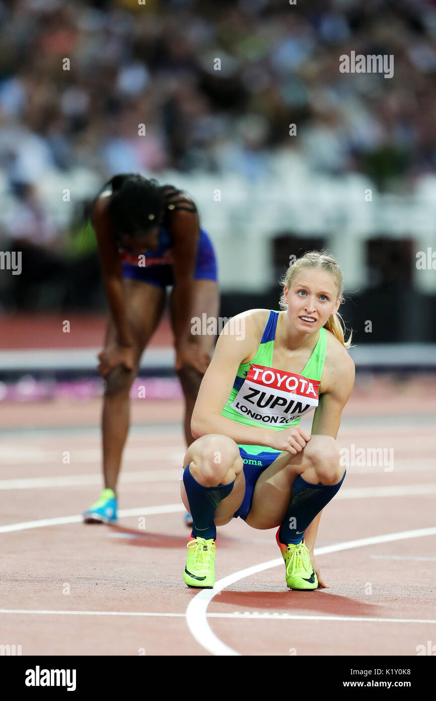 Agata ZUPIN (Slovenia) competing in the Women's 400m Hurdles Heat 3 at