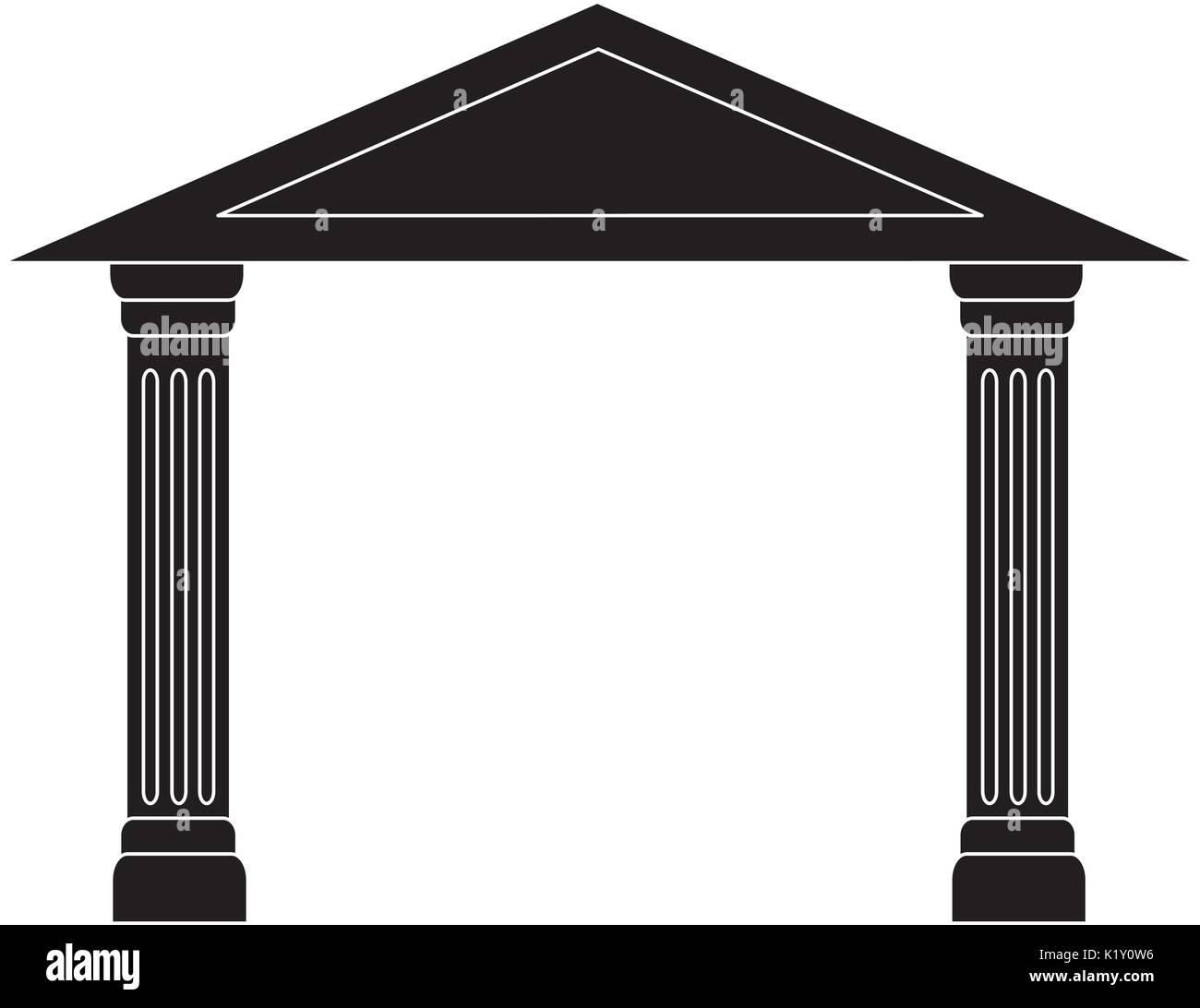 Ancient Roman temple with columns icon over white background vector