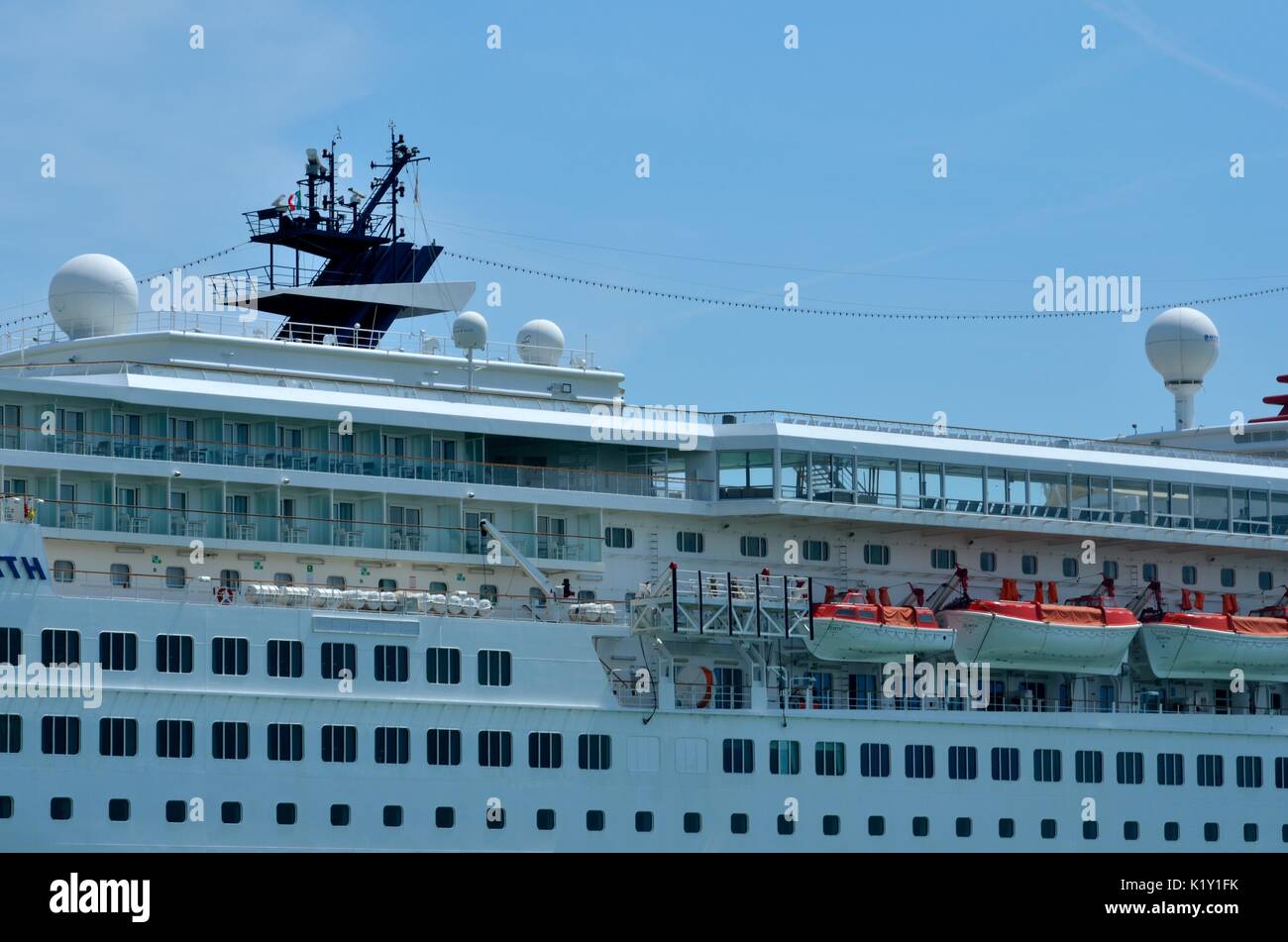 Pullmantur Cruises 'MV Zenith' cruise ship docked at Venice Cruise Terminal, Venice, Venice Province, Veneto, Italy Stock Photo
