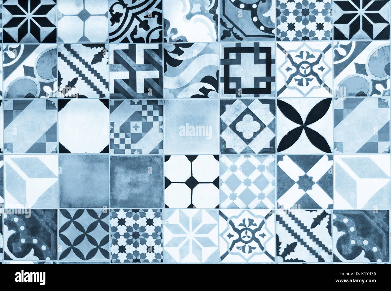 blue portuguese azulejo tiles Stock Photo
