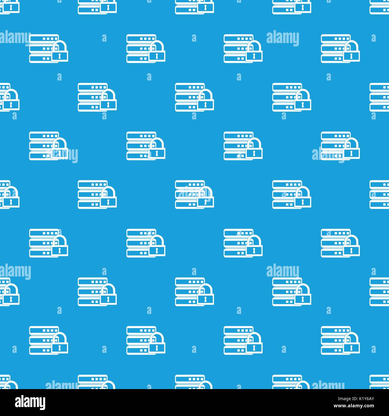 Database with padlock pattern seamless blue Stock Vector
