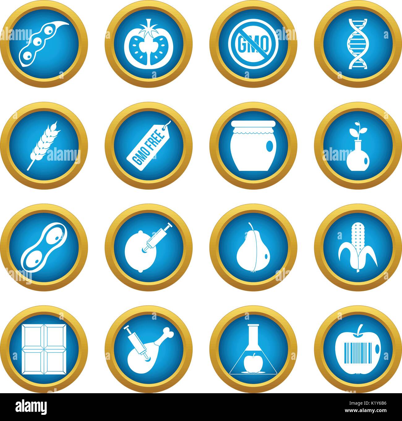 GMO icons blue circle set Stock Vector Image & Art - Alamy