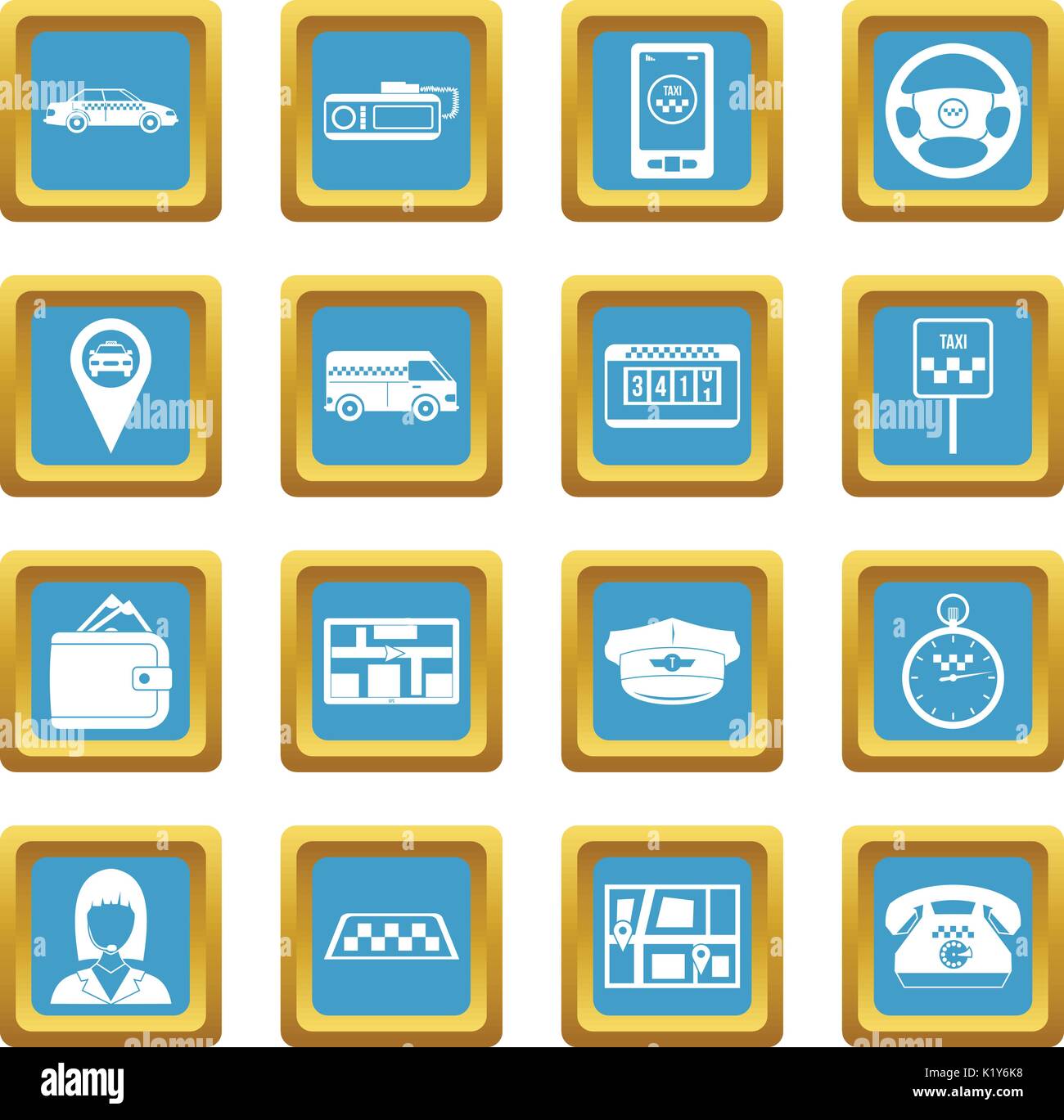 Taxi icons azure Stock Vector