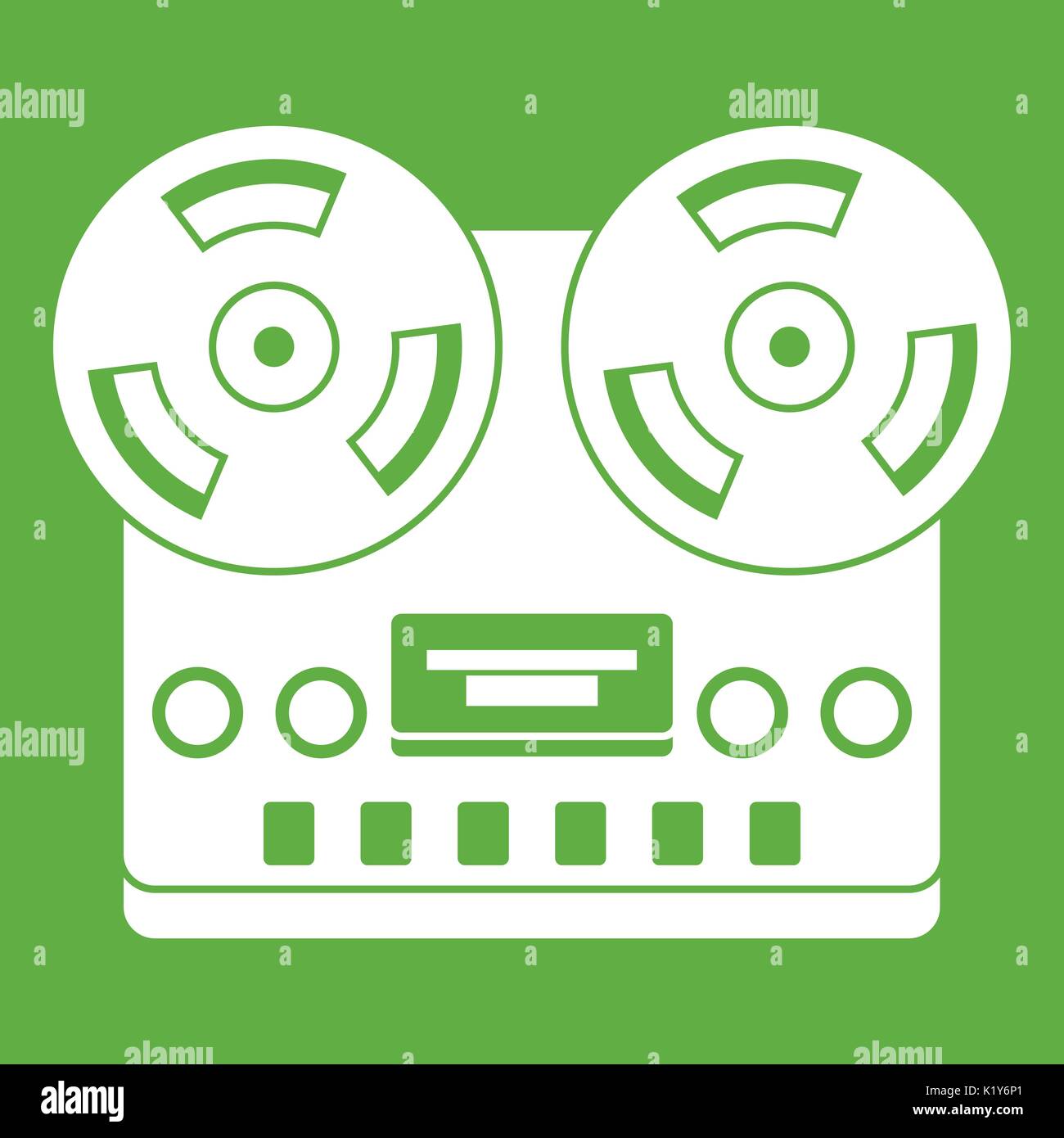 Retro tape recorder icon green Stock Vector