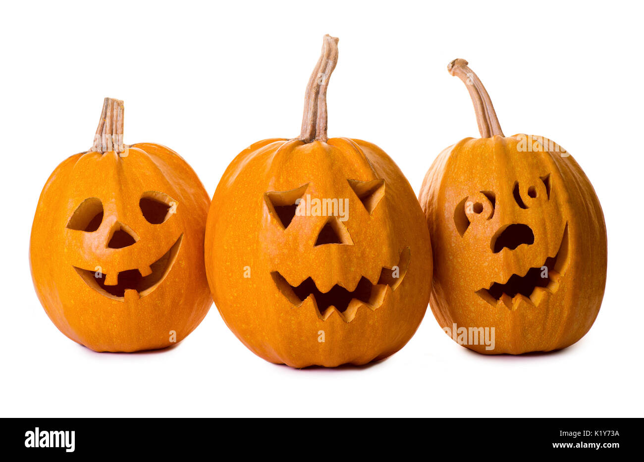 Halloween pumpkin, funny face isolated on white background Stock Photo ...