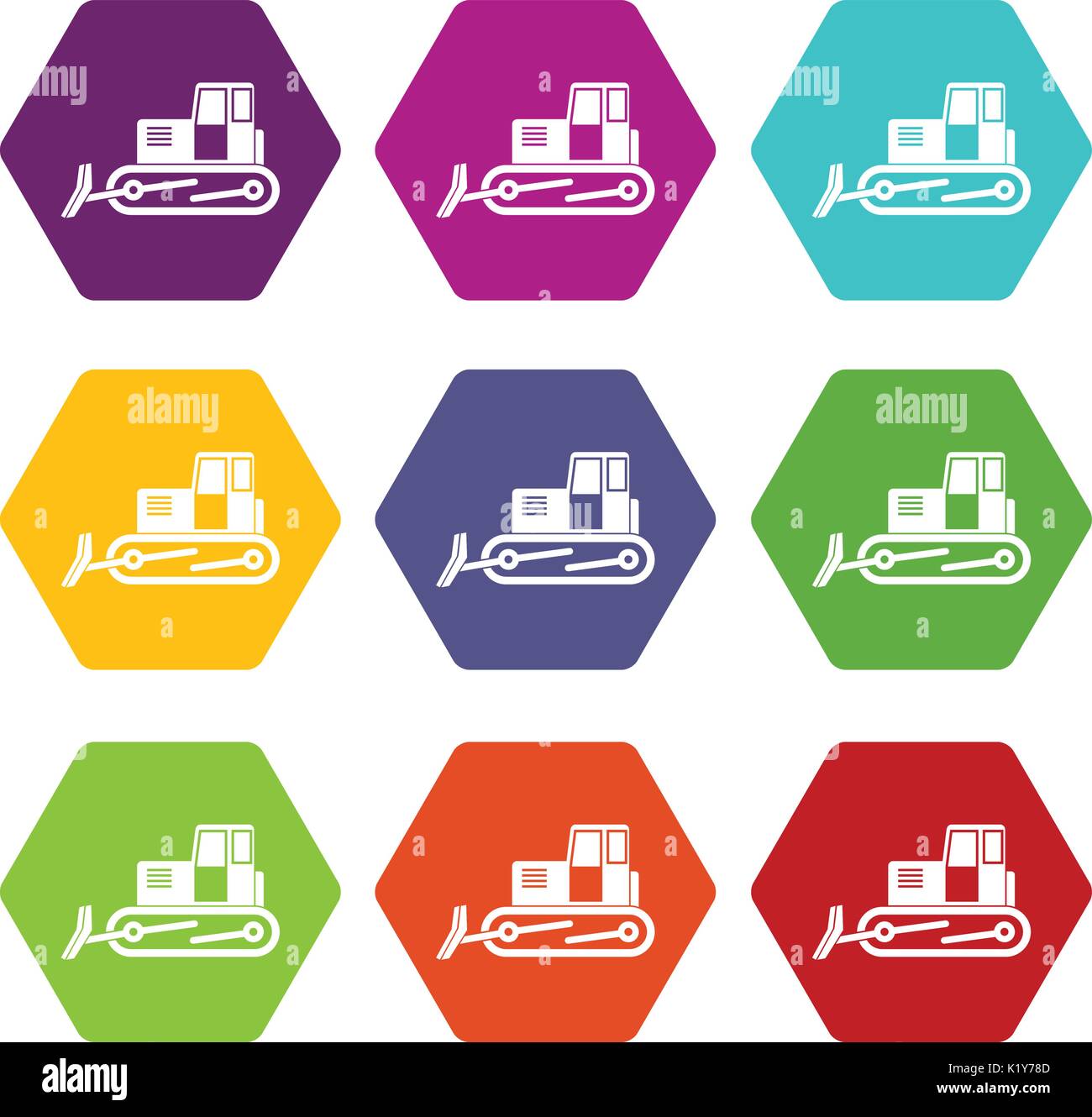 Bulldozer icon set color hexahedron Stock Vector Image & Art - Alamy