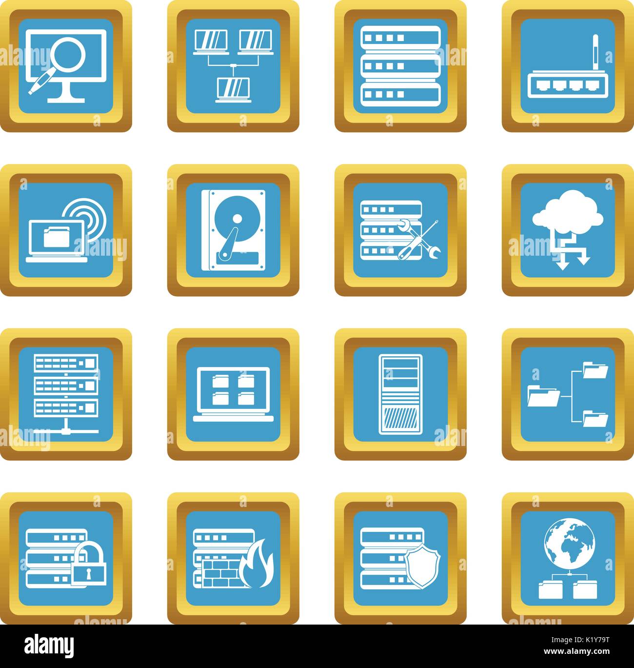 Big data icons azure Stock Vector