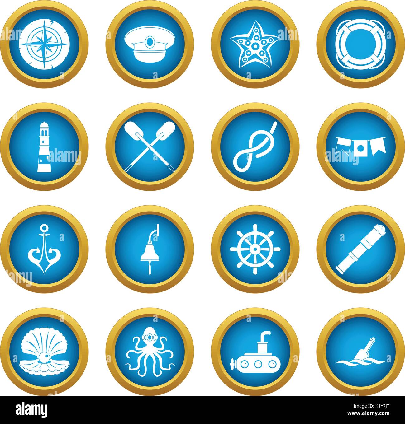 Nautical icons blue circle set Stock Vector Image & Art - Alamy