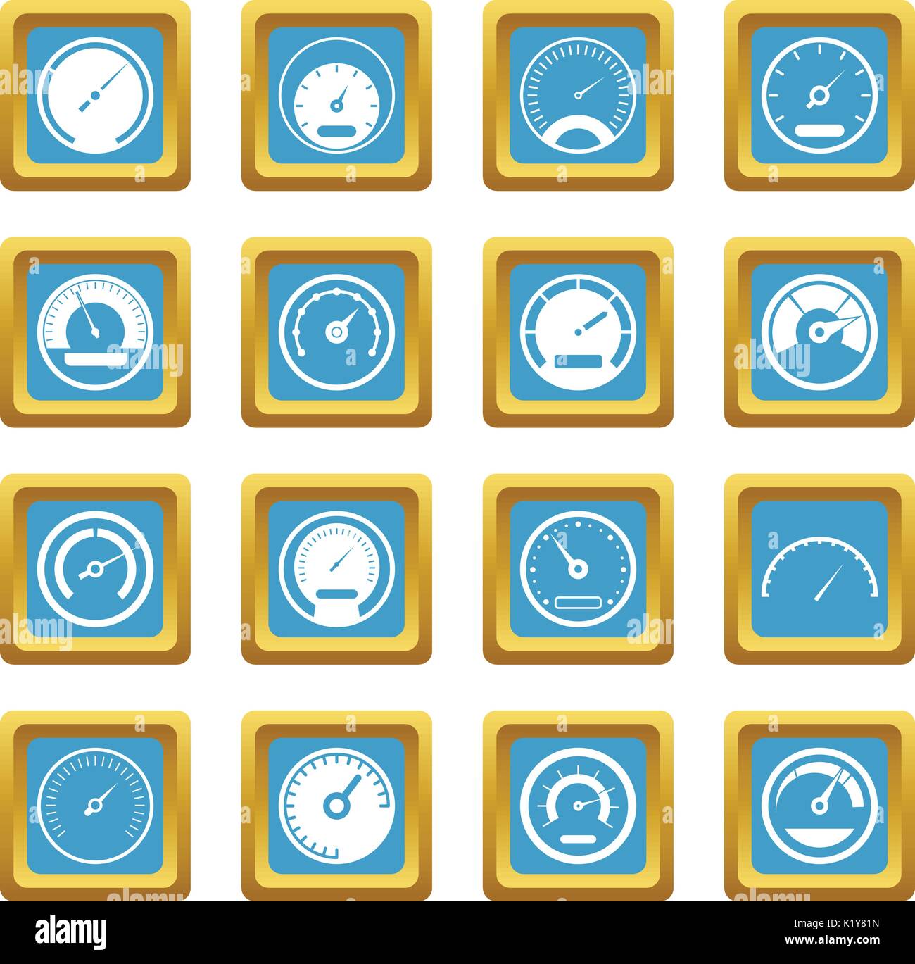 Speedometer icons azure Stock Vector