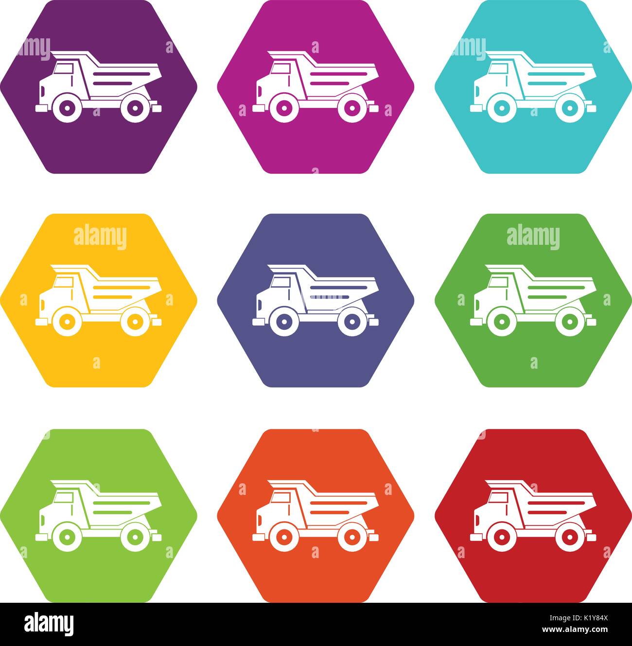 Dump truck icon set color hexahedron Stock Vector Image & Art - Alamy