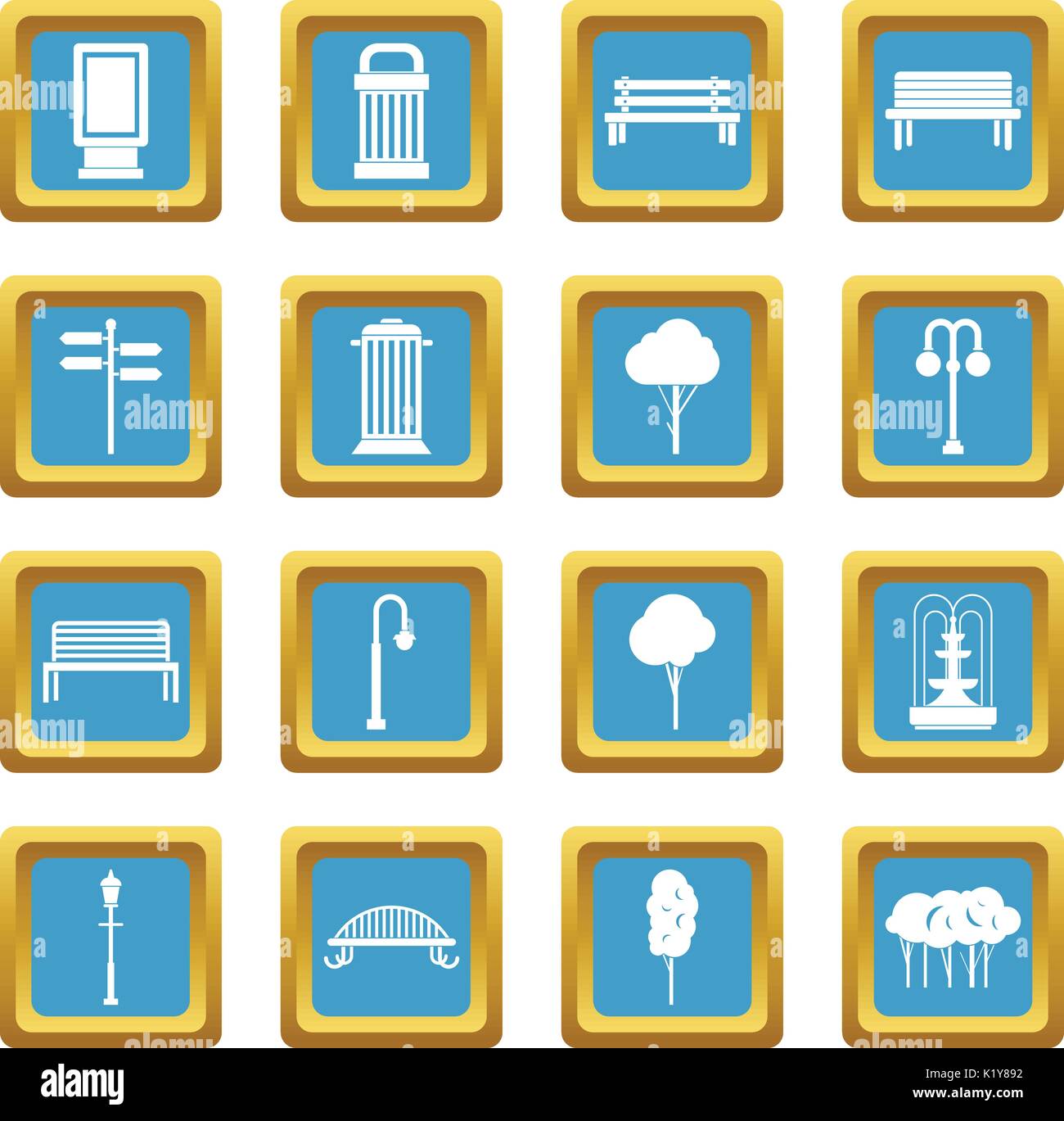 Park icons azure Stock Vector