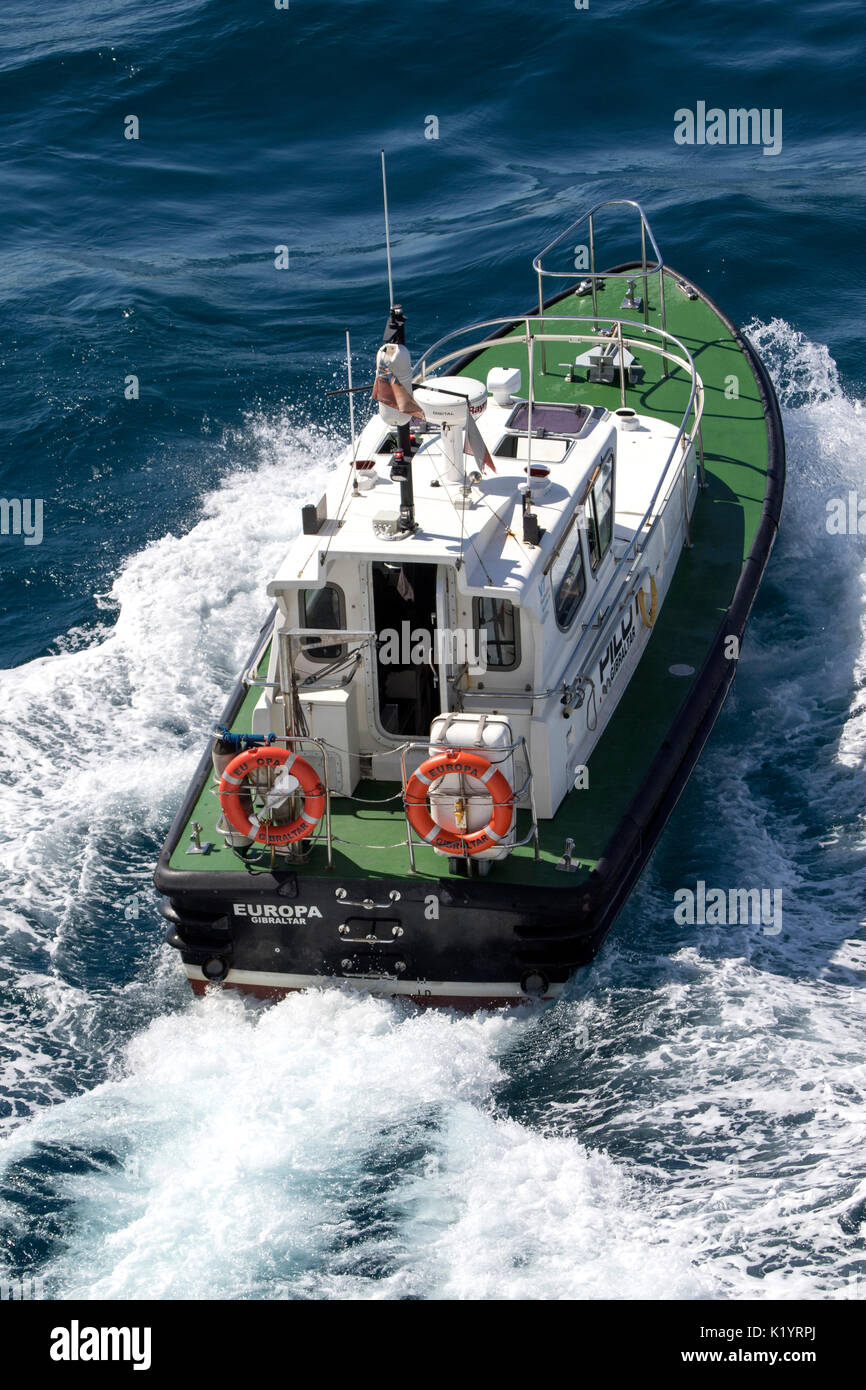 Gibraltar Pilot boat Halmatic 35s called Europa in the port of