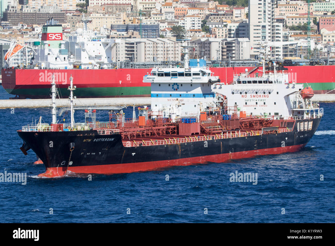 MTM Rotterdam tanker crude oil and chemical tanker ship docked in Gibraltar Stock Photo