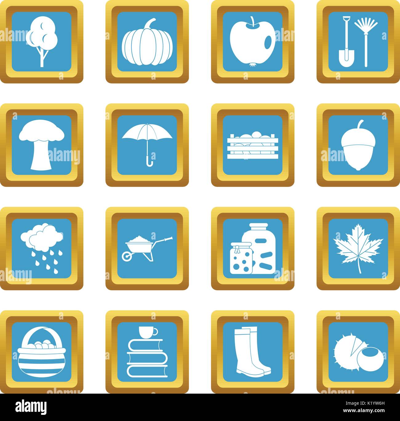 Autumn icons azure Stock Vector