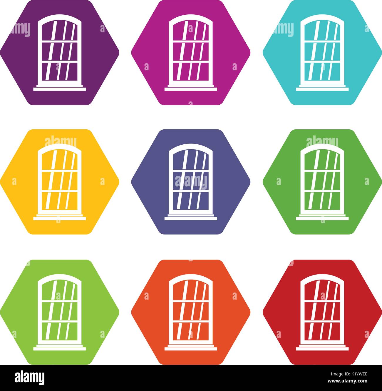 White narrow window icon set color hexahedron Stock Vector Image & Art ...