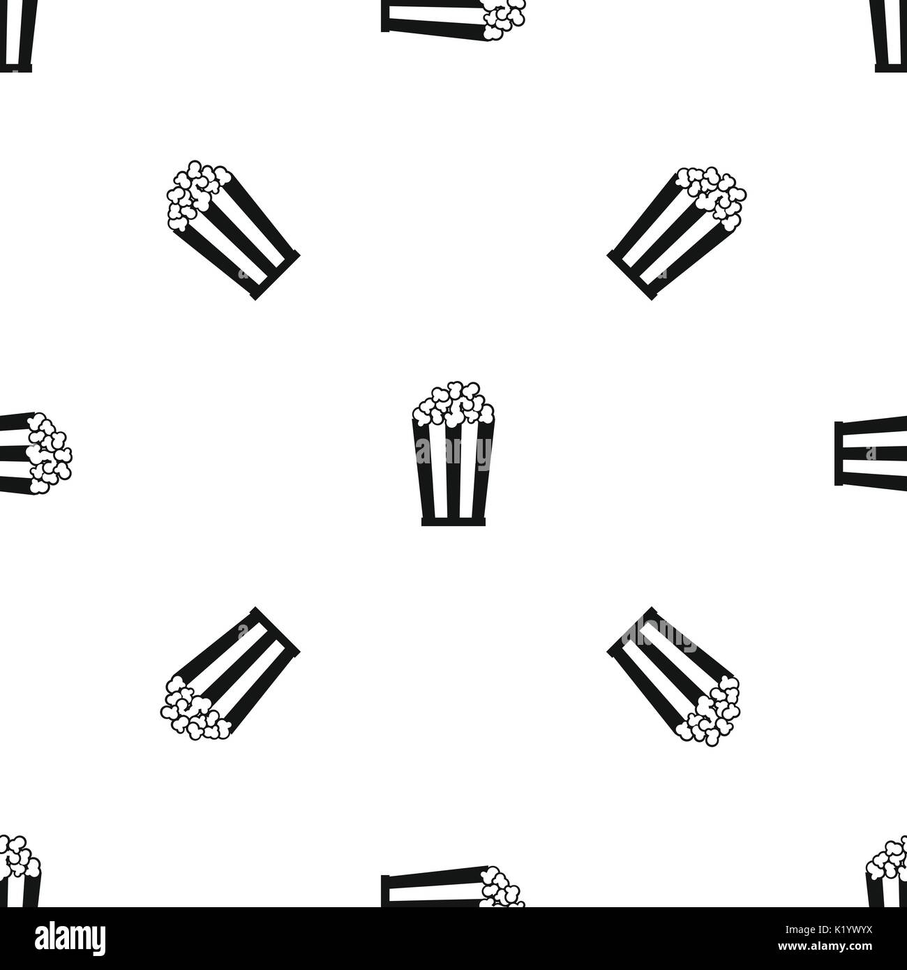 Popcorn in striped bucket pattern seamless black Stock Vector Image