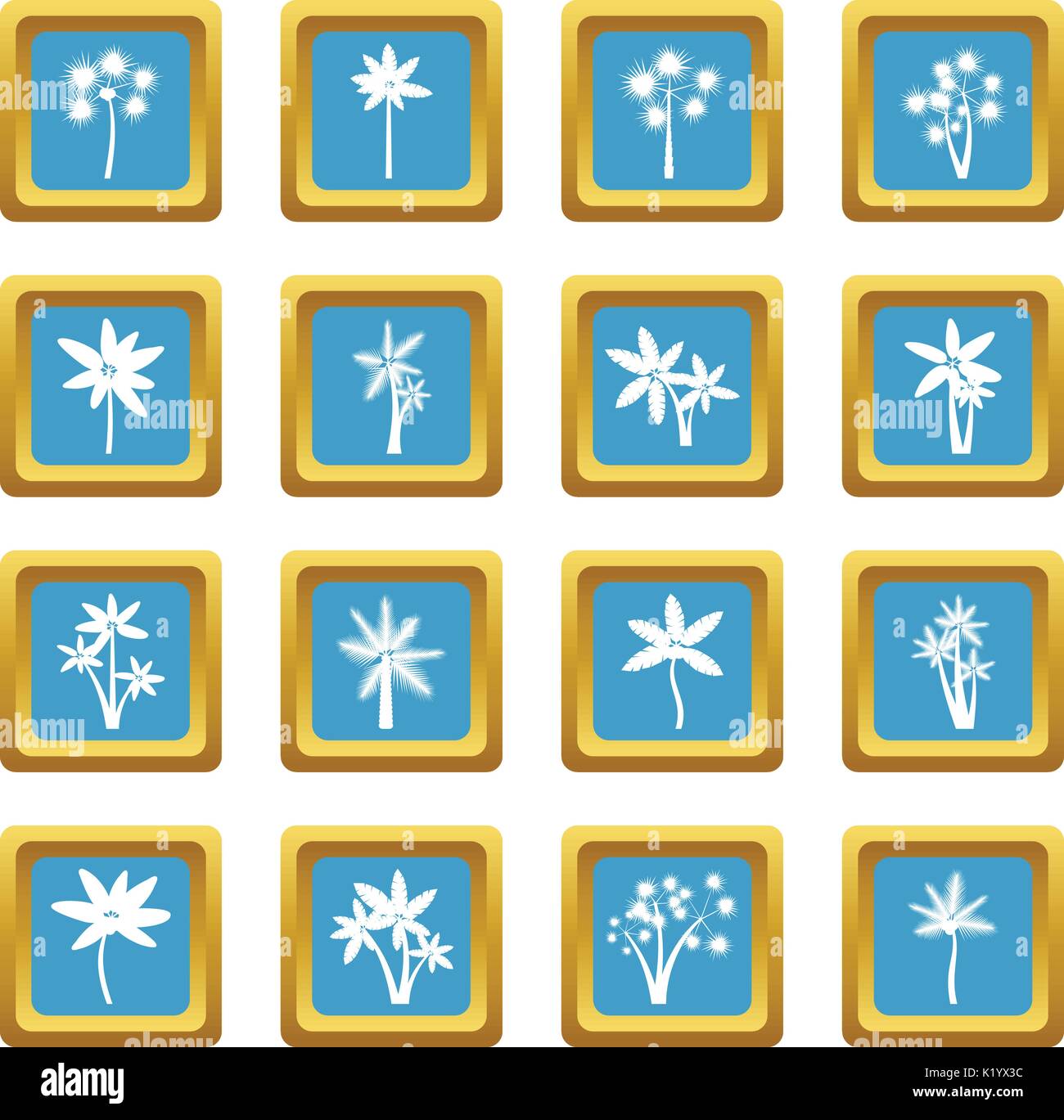 Palm tree icons azure Stock Vector