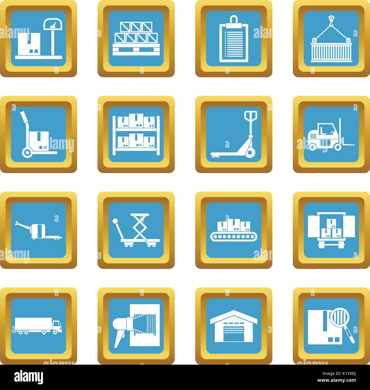 Logistic icons azure Stock Vector