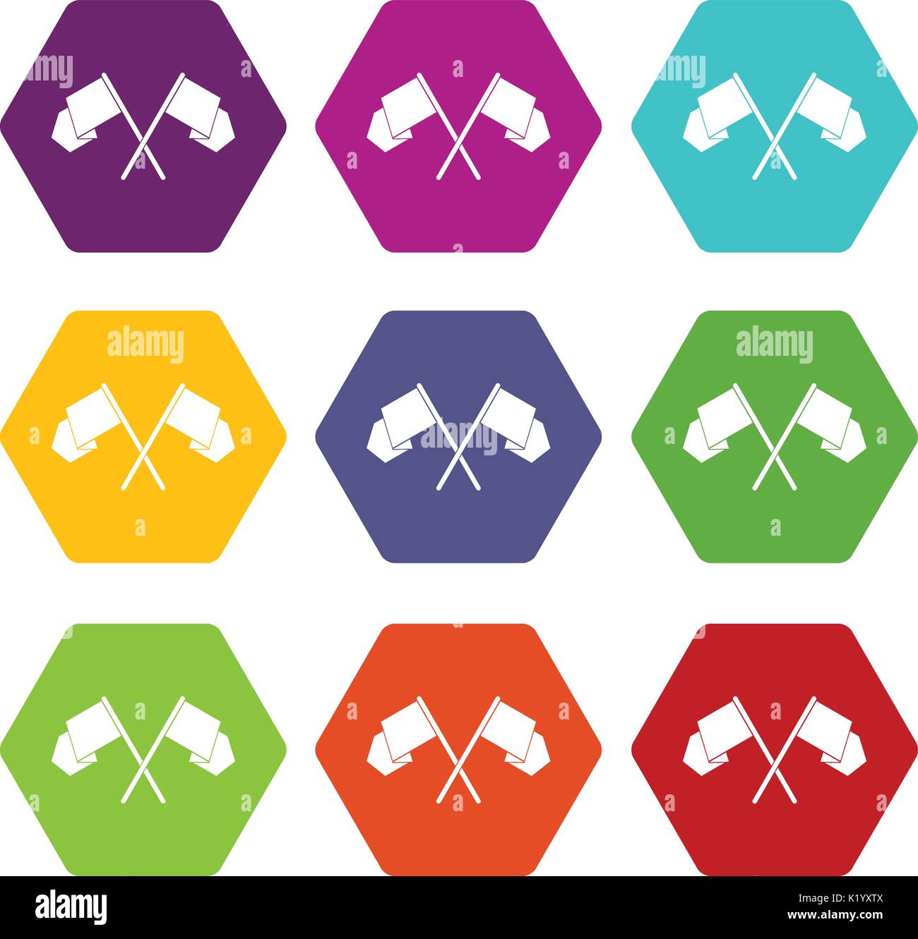 Crossed flags icon set color hexahedron Stock Vector Image & Art - Alamy