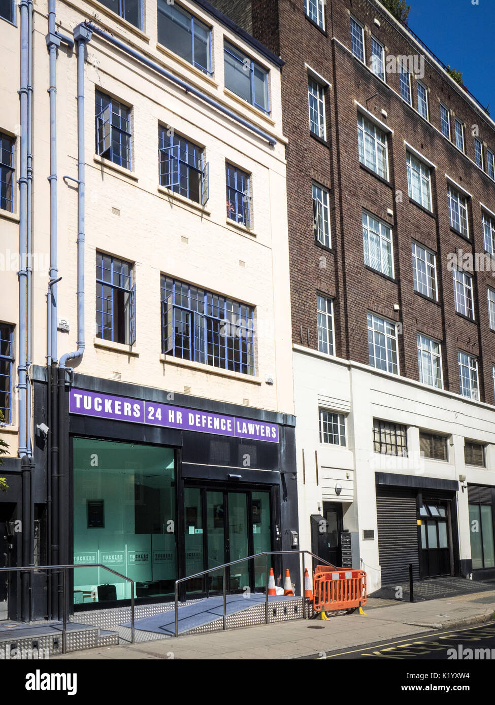 Tuckers 24 hr Defence Lawyers office in Warren Street London UK Stock Photo
