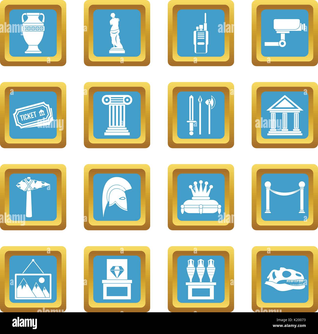 Museum icons azure Stock Vector