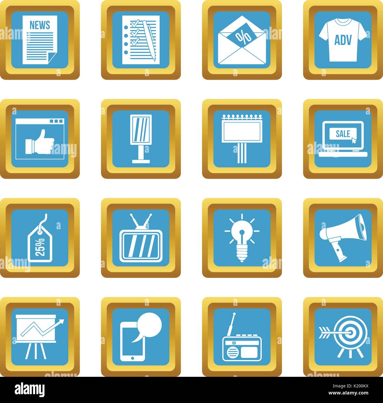 Advertisement icons azure Stock Vector