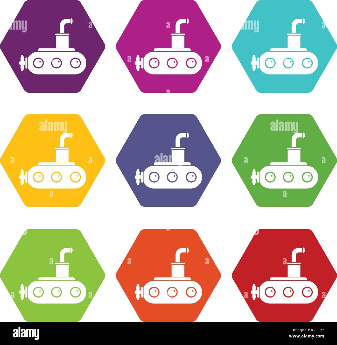 Submarine icon set color hexahedron Stock Vector Image & Art - Alamy