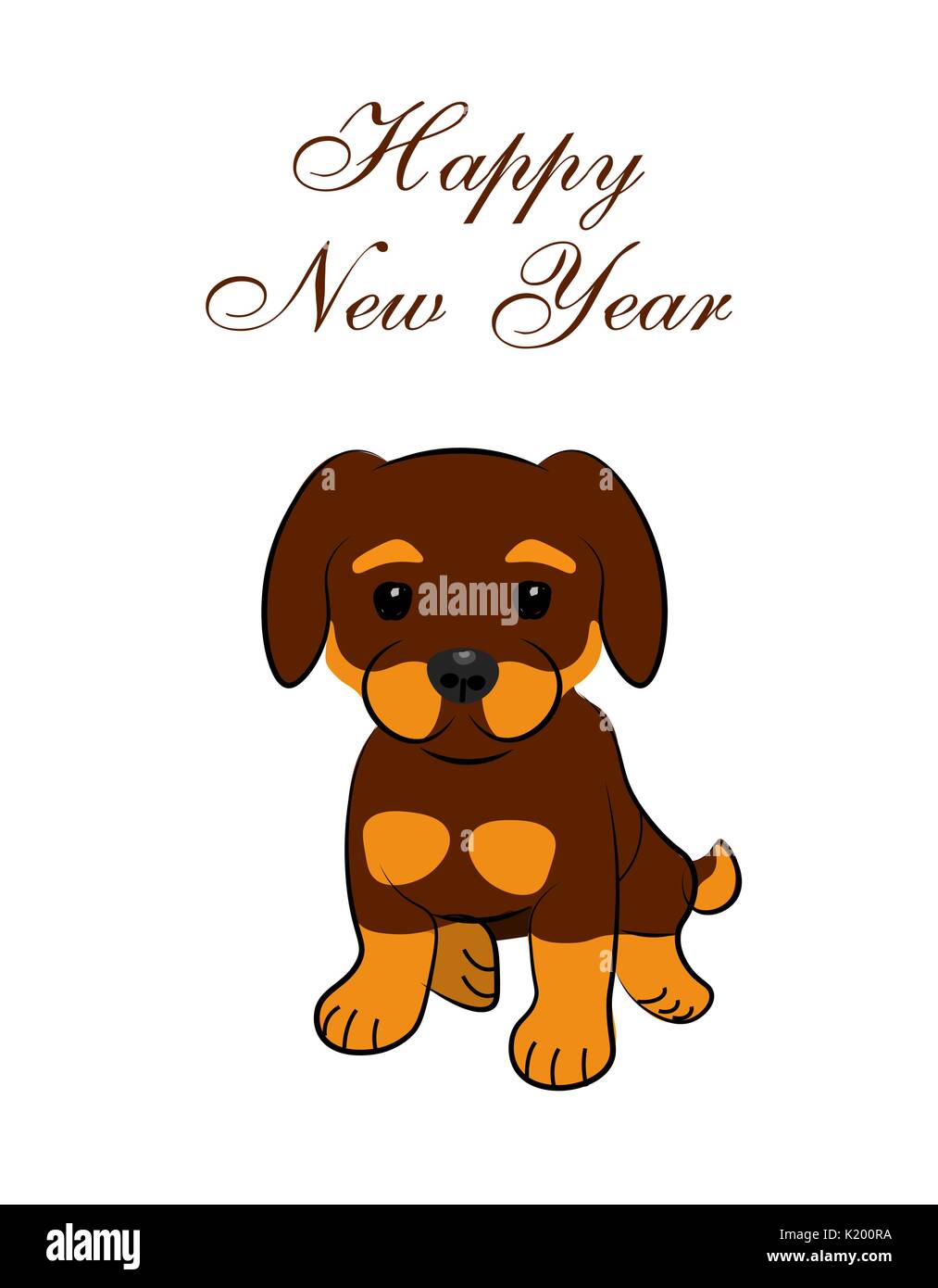 New Year card. 2018 year of the dog. Sitting animated puppy. illustration Stock Vector Image & Art - Alamy New Year card. 2018 year of the dog. Sitting animated puppy. illustration Stock Vector Image & Art - Alamy