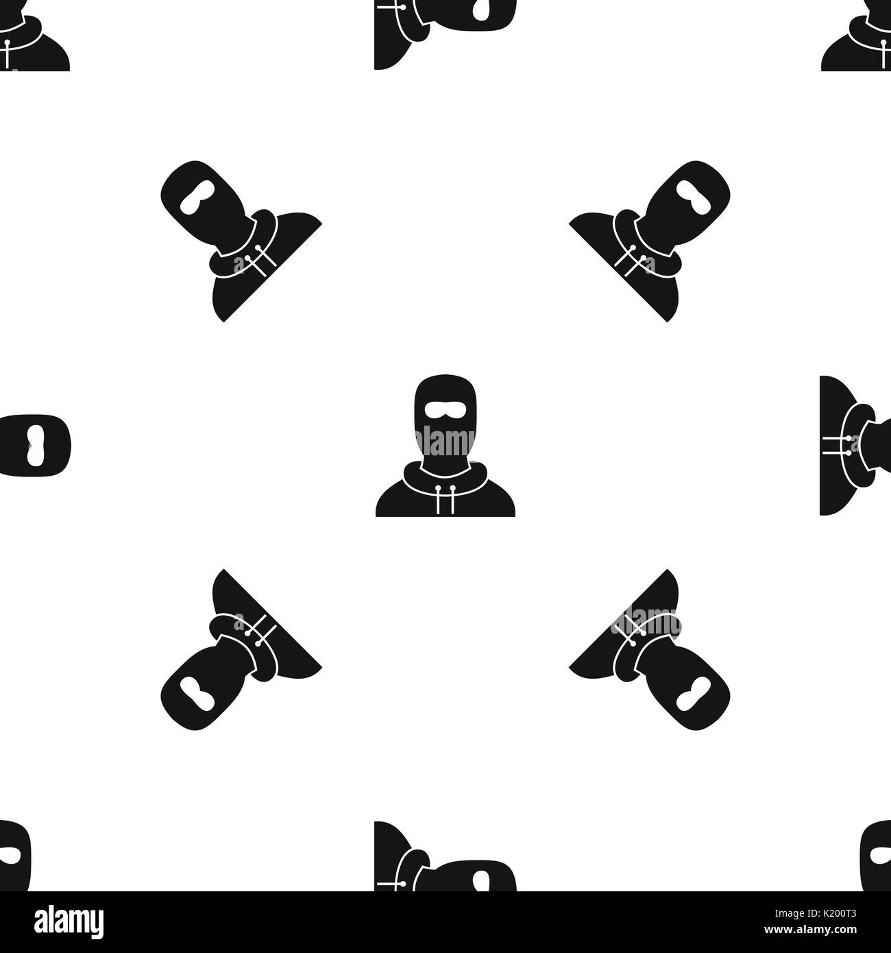 Man in balaclava pattern seamless black Stock Vector