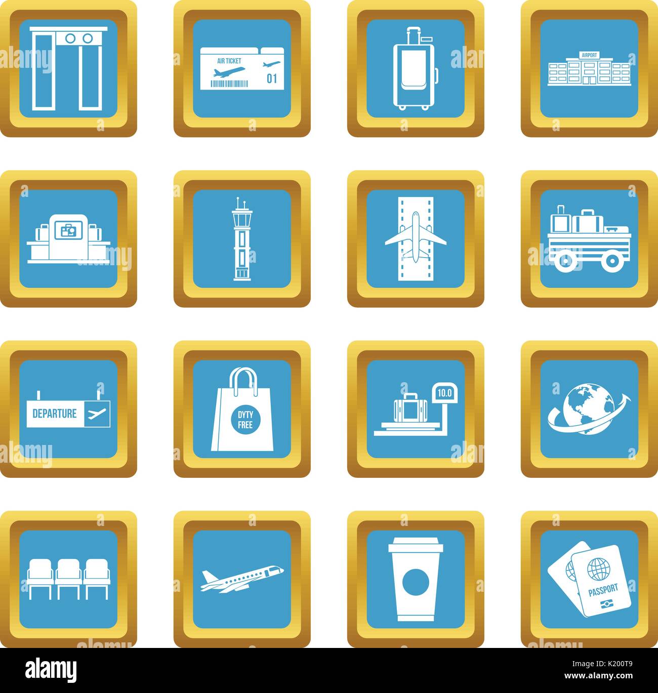 Airport icons azure Stock Vector