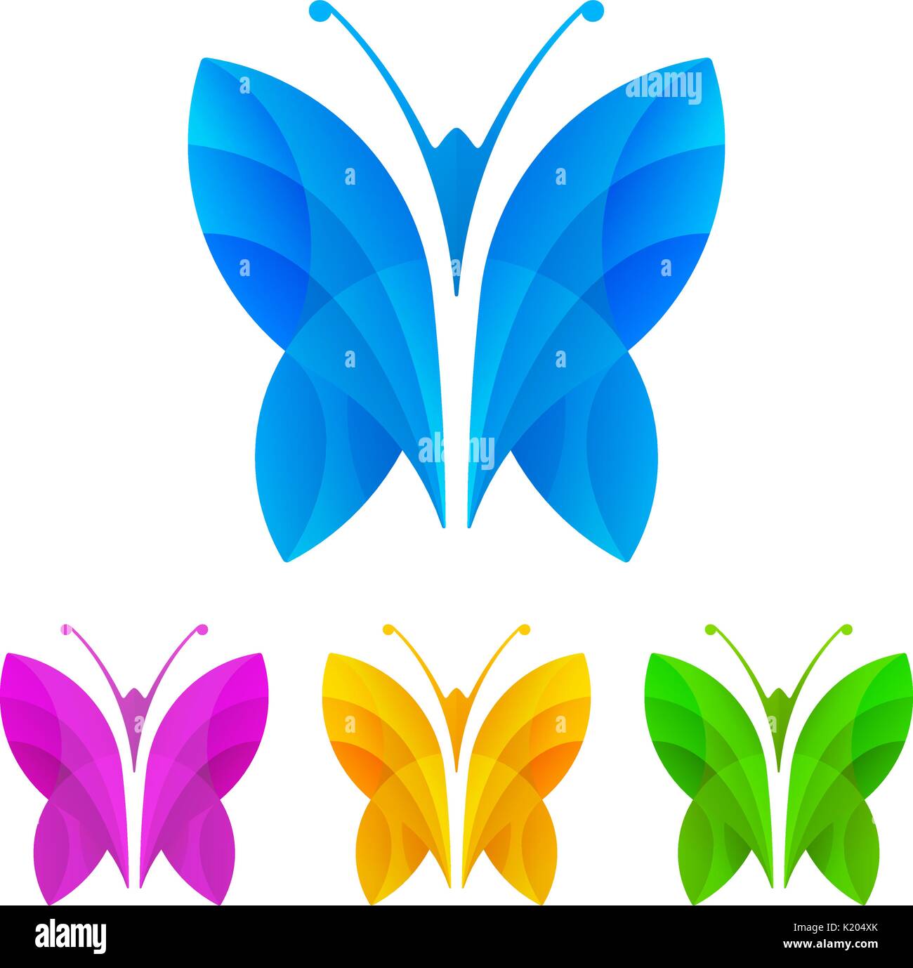 Colorful butterflies on white background. Decorative butterfly design. Vector illustration. Stock Vector