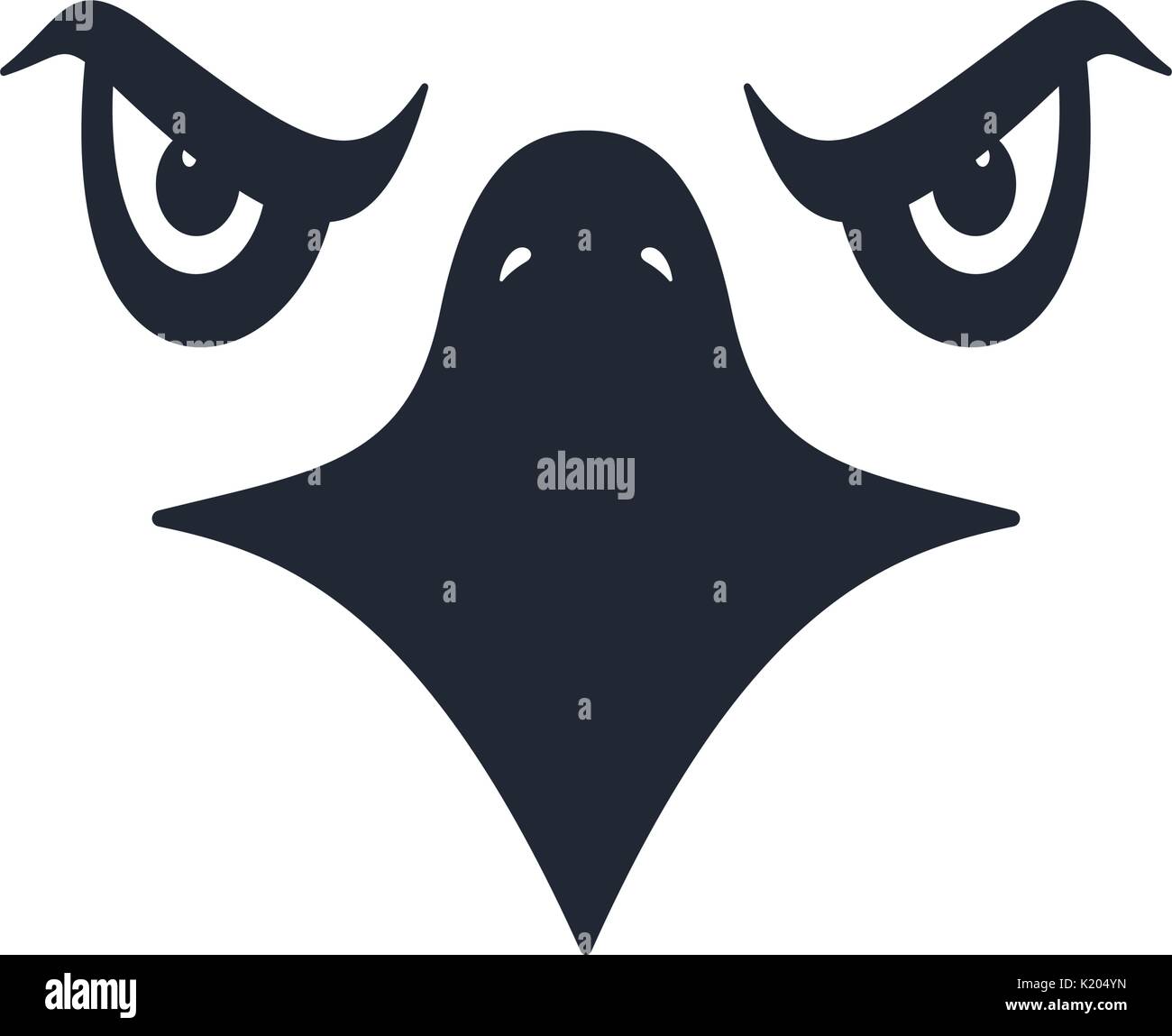 Sharp eyed furious eagle face on white background. Vector illustration. Stock Vector