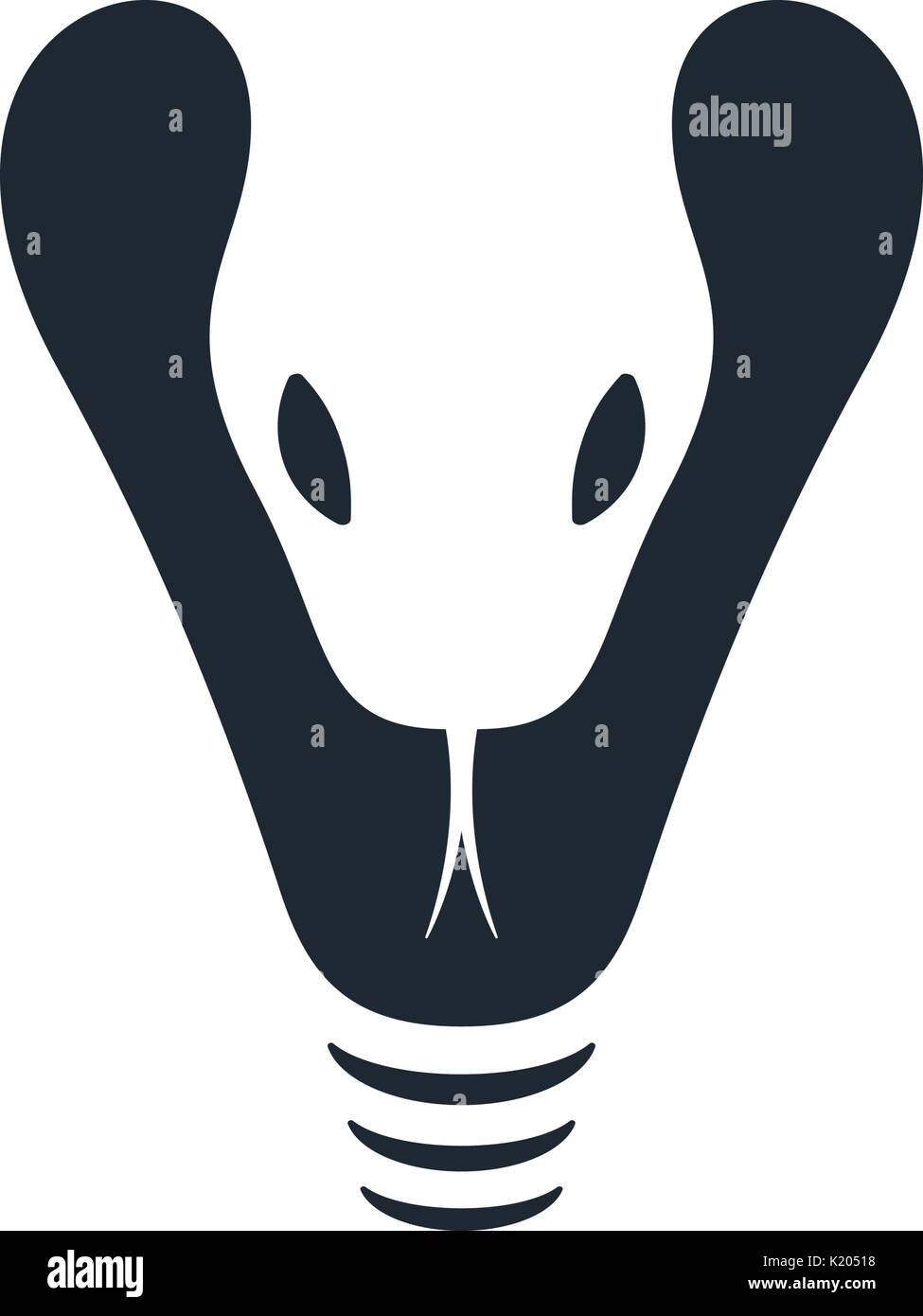Rattlesnake head with negative space on white background. Snake head design. Vector illustration. Stock Vector