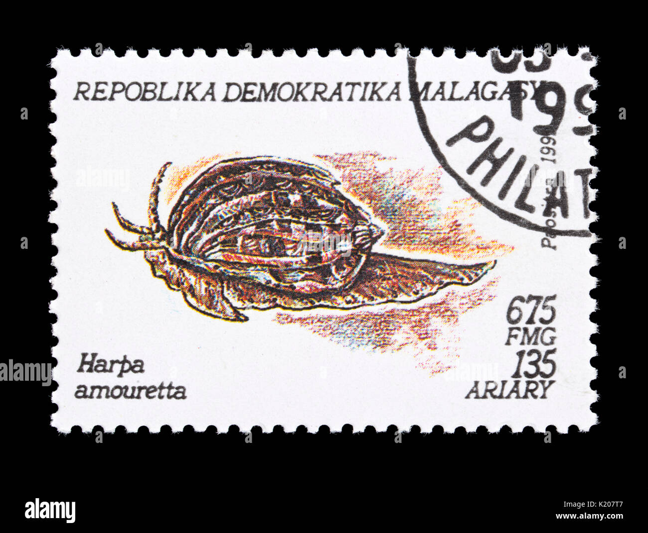 Postage stamp from Madagascar depicting (Harpa amouretta) Stock Photo