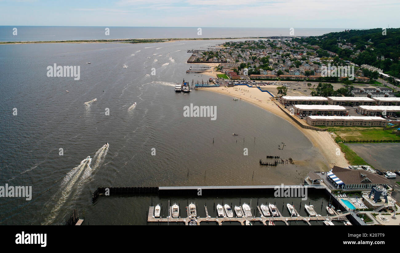 Aerial view of Atlantic Highlands, New Jersey, near Sandy Hook Stock