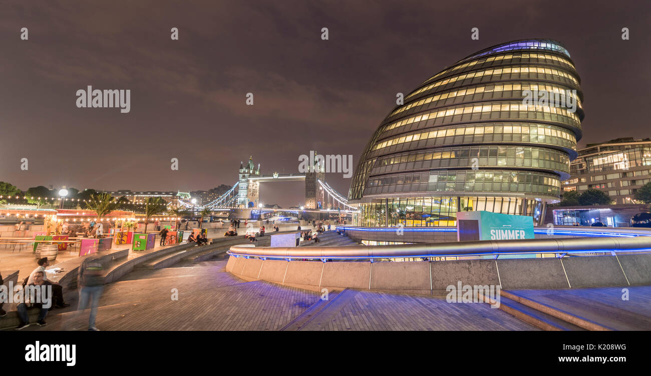 London City Hall, City Hall, at back Tower Bridge, More London Riverside, Southwark, London, England, United Kingdom Stock Photo