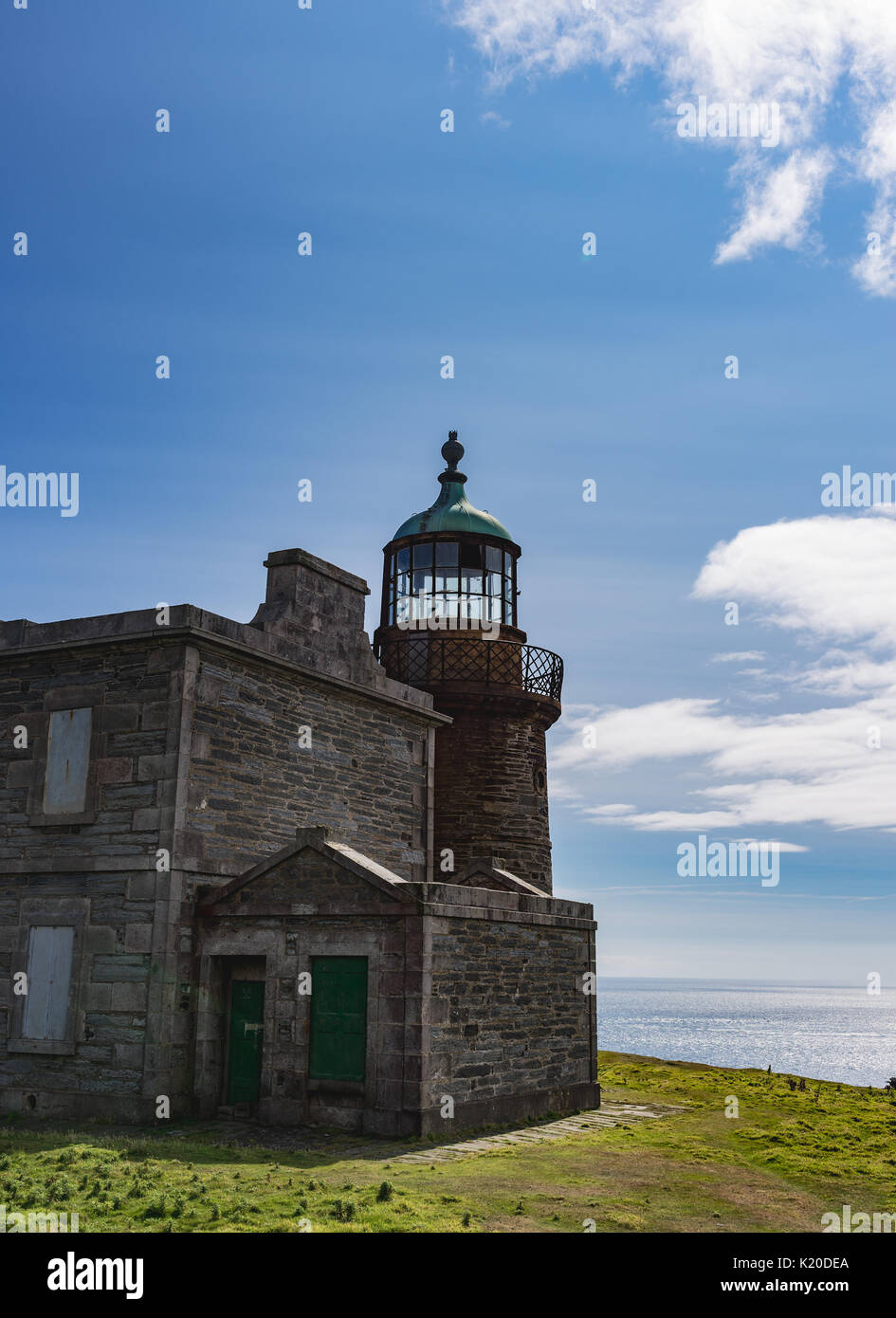 Lower lighthouse buildings on Calf of Man Stock Photo