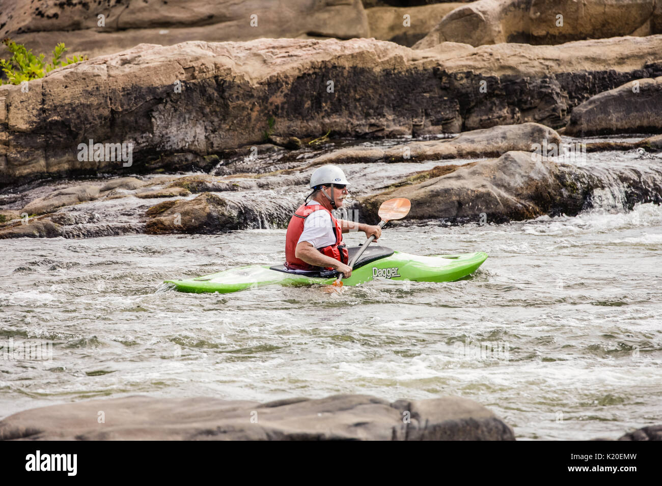 Kayaking on the James River Richmond, VA August, 2017 Stock Photo