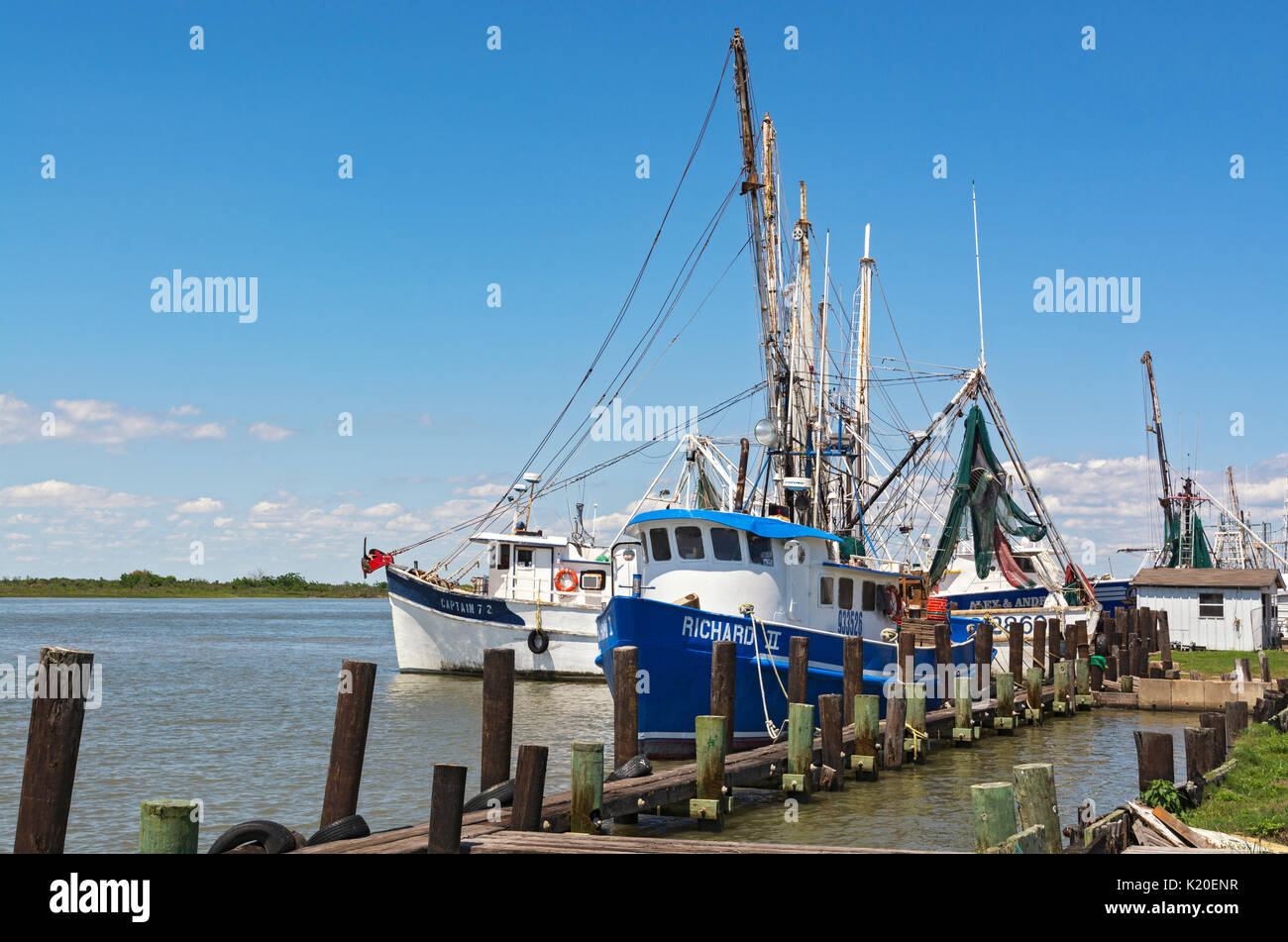 Texas, Bolivar Peninsula, Port Bolivar, commercial fishing boats Stock Photo